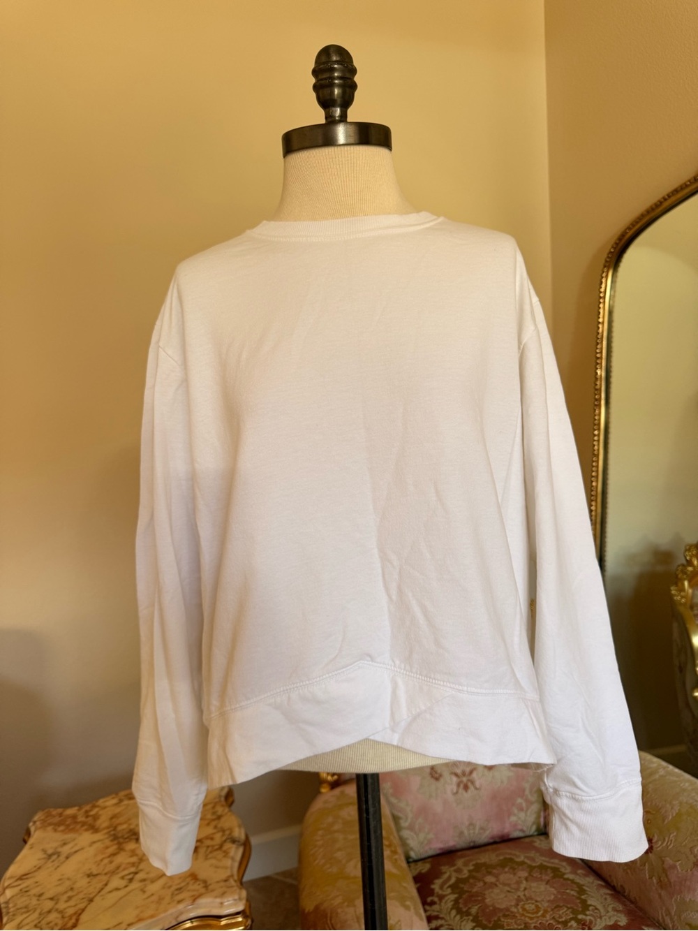 Zella White Ribbed Crew Pullover